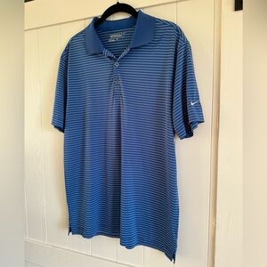 Nike Men's Blue and White Polo Shirt